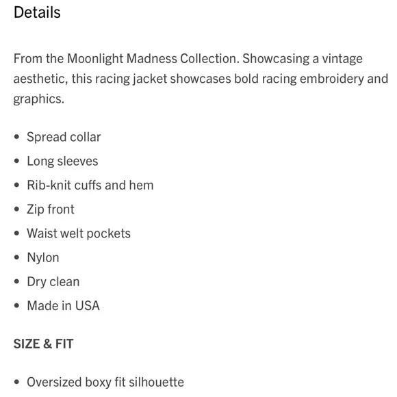 Rhude racing jacket brand new with tags - $1200+ value!